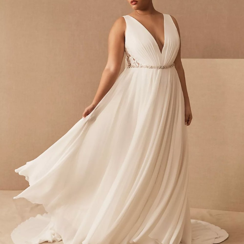 Jenny by Jenny Yoo Elinor Deep V-Neck Lace & Illusion Wedding Gown